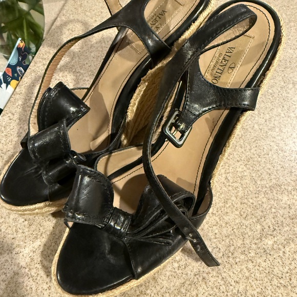 Valentino Garavani Black Espadrille Wedges - Picture 3 of 9